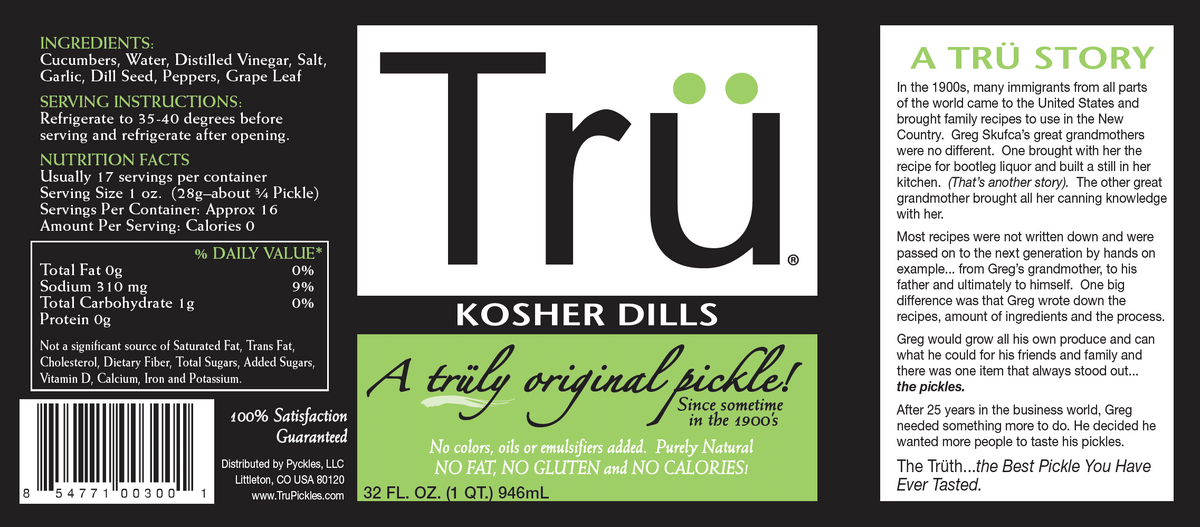 Trü Original Kosher Dills 24oz Tru Pickles